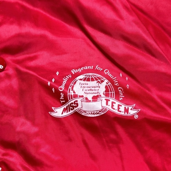 Vintage Miss Teen Pageant Red Satin Button Jacket Size S/M - Picture 8 of 12